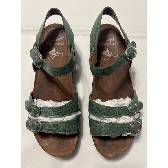 Dansko Womens Size 39 Leather Sandals Light Metallic Green - Picture 10 of 10